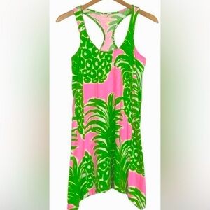 Lilly‎ Pulitzer Pineapple Flamenco Pink Green Tank Dress Resort Beach Cover-Up S